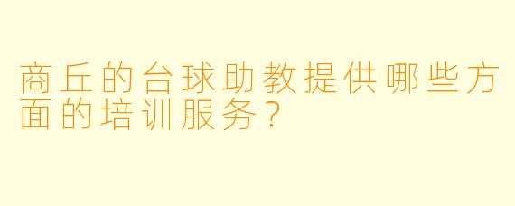 商丘的台球助教提供哪些方面的培训服务？