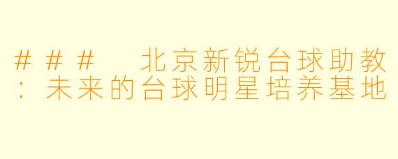 ### 北京新锐台球助教：未来的台球明星培养基地