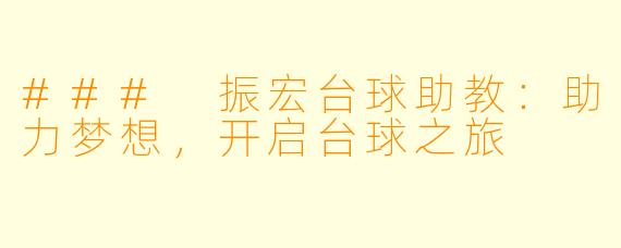 ### 振宏台球助教：助力梦想，开启台球之旅