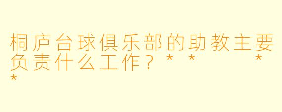 桐庐台球俱乐部的助教主要负责什么工作？**  **