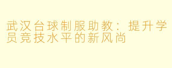武汉台球制服助教:提升学员竞技水平的新风尚