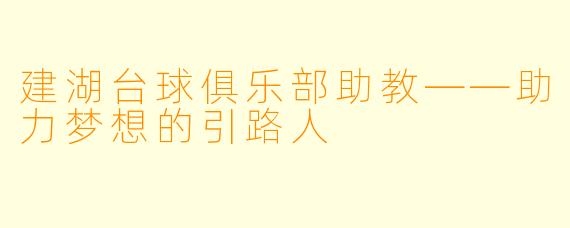 建湖台球俱乐部助教——助力梦想的引路人