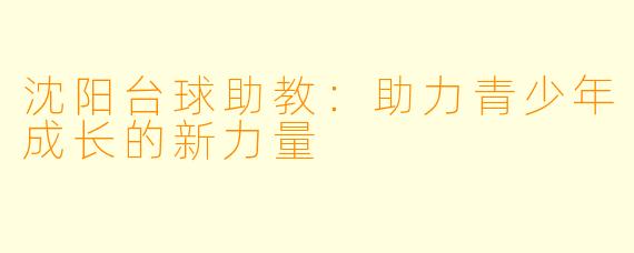 沈阳台球助教：助力青少年成长的新力量