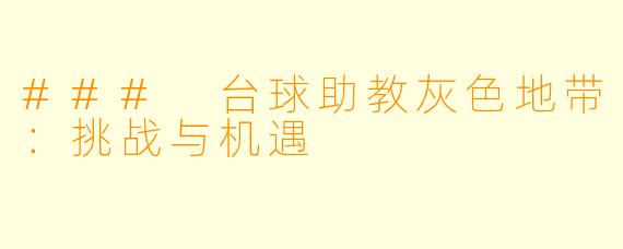 ### 台球助教灰色地带：挑战与机遇