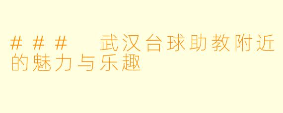 ### 武汉台球助教附近的魅力与乐趣