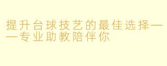 提升台球技艺的最佳选择——专业助教陪伴你
