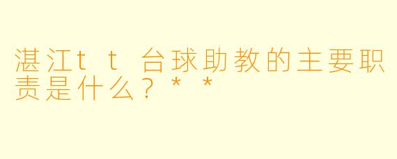 湛江tt台球助教的主要职责是什么？**