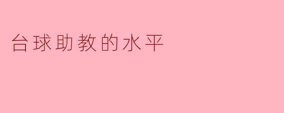 台球助教的水平