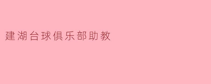 建湖台球俱乐部助教——助力梦想的引路人