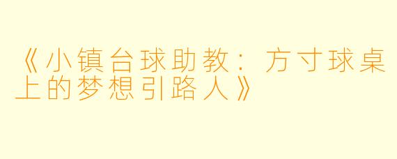 《小镇台球助教：方寸球桌上的梦想引路人》