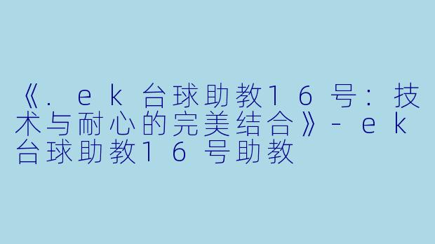 《.ek台球助教16号：技术与耐心的完美结合》-ek台球助教16号助教