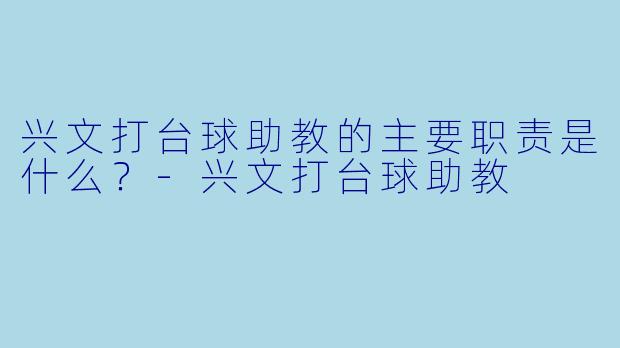 兴文打台球助教的主要职责是什么?