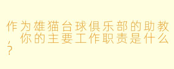 作为雄猫台球俱乐部的助教，你的主要工作职责是什么？