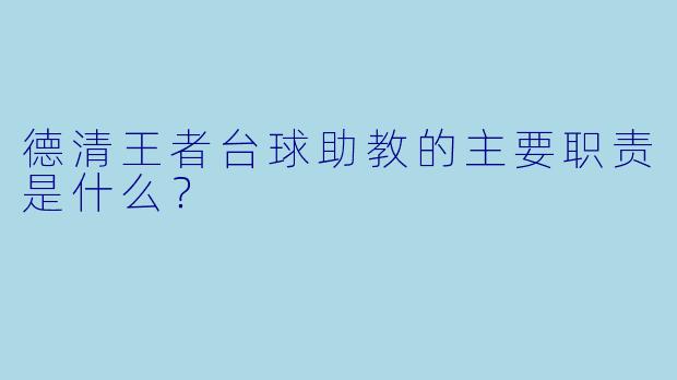 德清王者台球助教的主要职责是什么？