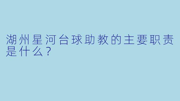 湖州星河台球助教的主要职责是什么？