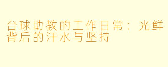 台球助教的工作日常:光鲜背后的汗水与坚持