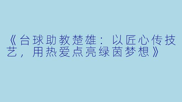 《台球助教楚雄:以匠心传技艺,用热爱点亮绿茵梦想》