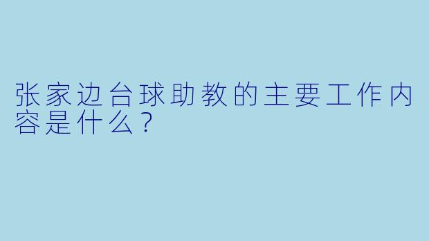 张家边台球助教的主要工作内容是什么?