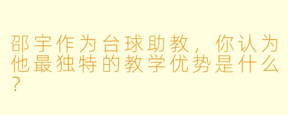 邵宇作为台球助教，你认为他最独特的教学优势是什么？
