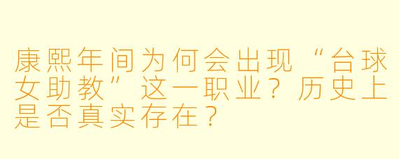 康熙年间为何会出现“台球女助教”这一职业?历史上是否真实存在?