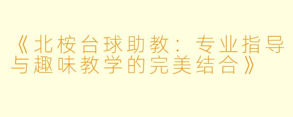 《北桉台球助教:专业指导与趣味教学的完美结合》