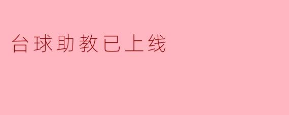 台球助教已上线