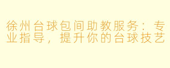 徐州台球包间助教服务:专业指导,提升你的台球技艺