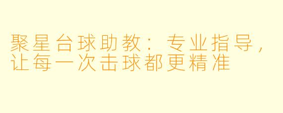 聚星台球助教：专业指导，让每一次击球都更精准