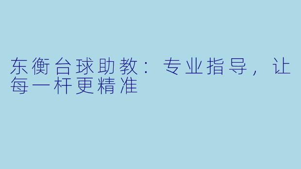 东衡台球助教：专业指导，让每一杆更精准