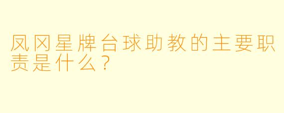 凤冈星牌台球助教的主要职责是什么？