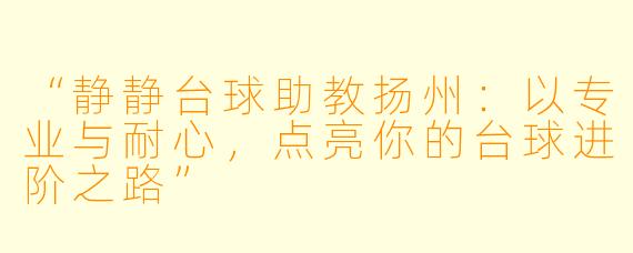 “静静台球助教扬州:以专业与耐心,点亮你的台球进阶之路”