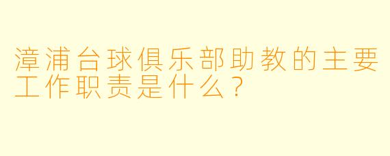 漳浦台球俱乐部助教的主要工作职责是什么?
