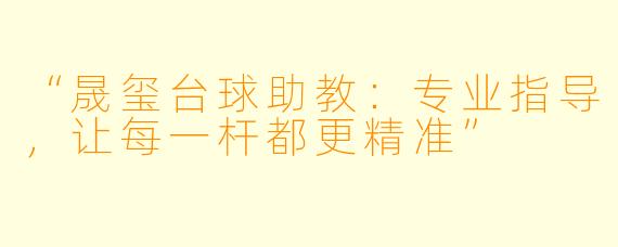 “晟玺台球助教：专业指导，让每一杆都更精准”
