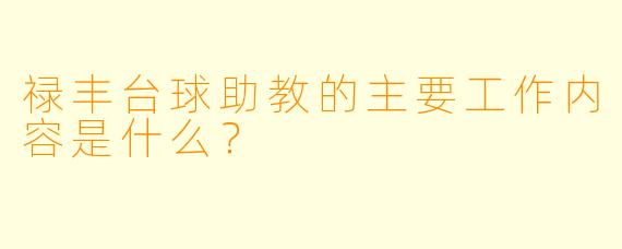 禄丰台球助教的主要工作内容是什么？