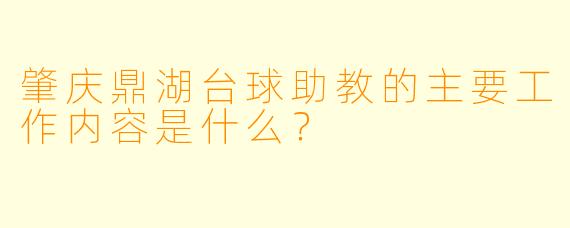 肇庆鼎湖台球助教的主要工作内容是什么？
