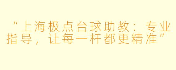 “上海极点台球助教：专业指导，让每一杆都更精准”