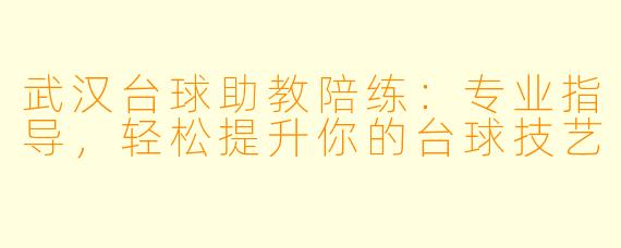 武汉台球助教陪练:专业指导,轻松提升你的台球技艺