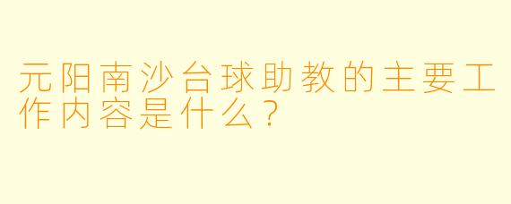 元阳南沙台球助教的主要工作内容是什么？