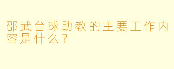 邵武台球助教的主要工作内容是什么？