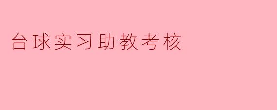 台球实习助教考核