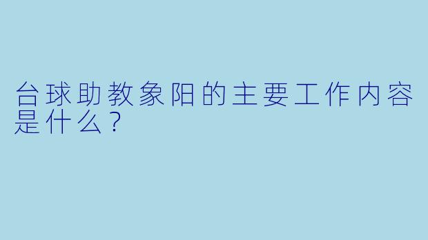 台球助教象阳的主要工作内容是什么？