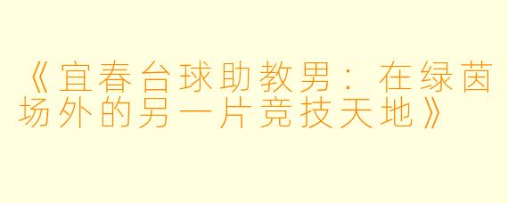 《宜春台球助教男:在绿茵场外的另一片竞技天地》
