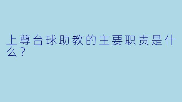 上尊台球助教的主要职责是什么？