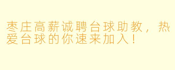 枣庄高薪诚聘台球助教,热爱台球的你速来加入!