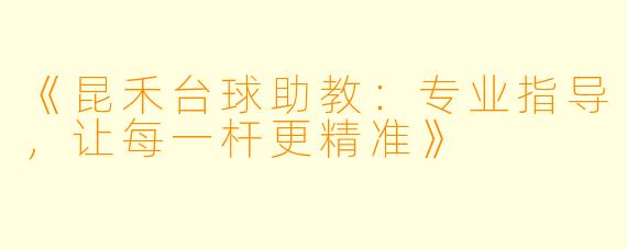 《昆禾台球助教：专业指导，让每一杆更精准》