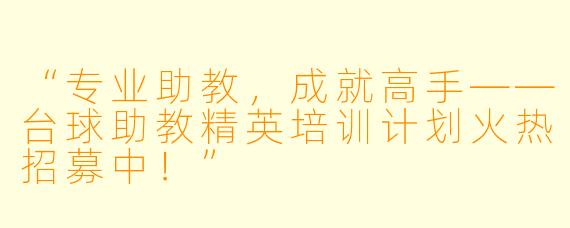 “专业助教,成就高手——台球助教精英培训计划火热招募中!”