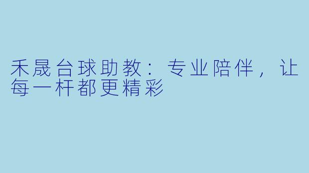禾晟台球助教:专业陪伴,让每一杆都更精彩