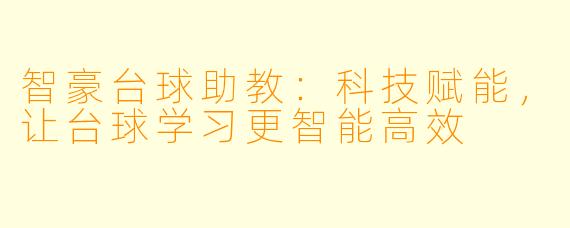 智豪台球助教:科技赋能,让台球学习更智能高效