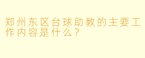 郑州东区台球助教的主要工作内容是什么?