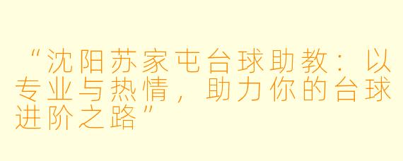 “沈阳苏家屯台球助教:以专业与热情,助力你的台球进阶之路”